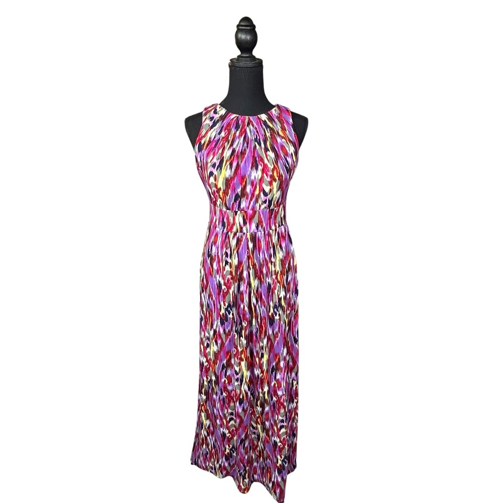 Wisp Purple Sleeveless Maxi Dress Abstract‎ Print Party Cocktail US 2